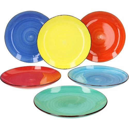 Détail de Assiettes à dessert multicolores, design rétro, robustes