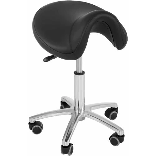 Tabouret Coiffure Noir, Fauteuil à Roulettes, Éco Cuir - Vue principale