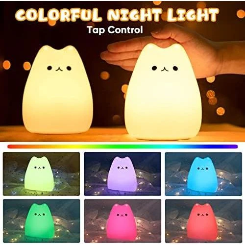 Détail de Veilleuse LED Kawaii Chat Rechargeable avec Minuterie - FOMYHEARD