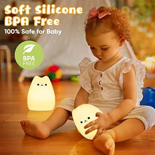Zoom sur Veilleuse LED Kawaii Chat Rechargeable avec Minuterie - FOMYHEARD