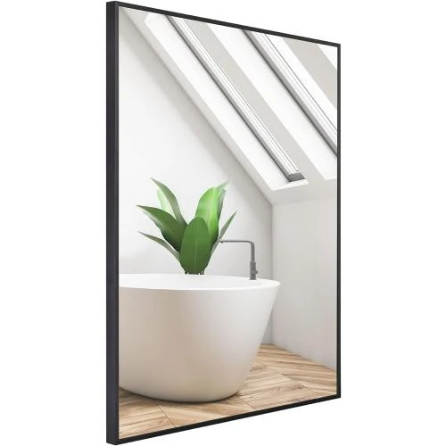 Miroir mural rectangulaire salle de bain cadre métal noir - Vue principale