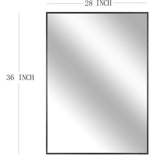 Détail de Miroir mural rectangulaire salle de bain cadre métal noir