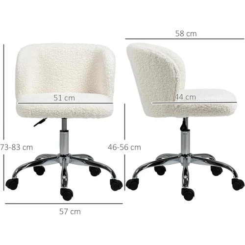 Zoom sur Chaise Bureau Design, Hauteur Réglable, Pivotante, Acier Chrome