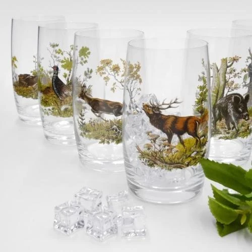 Zoom sur Verres long drink 400 ml, motif chasse, carton cadeau