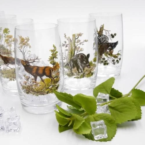 Détail de Verres long drink 400 ml, motif chasse, carton cadeau