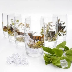 Verres long drink 400 ml, motif chasse, carton cadeau
