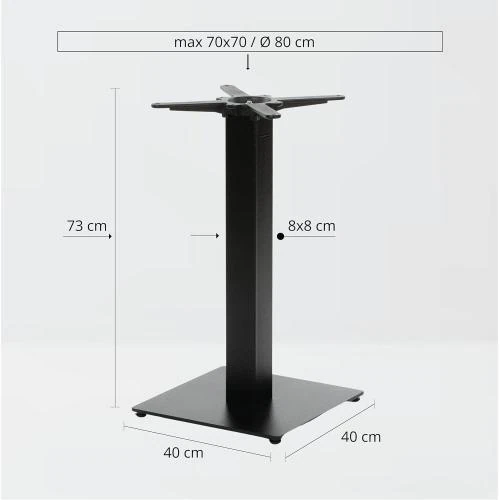 Zoom sur Dublino Pied de Table Métal Noir Base Manger 73 cm