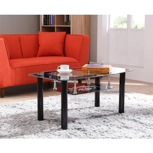 Détail de Table Basse Rectangulaire Verre Trempé Noir Hodedah
