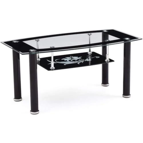Table Basse Rectangulaire Verre Trempé Noir Hodedah - Vue principale