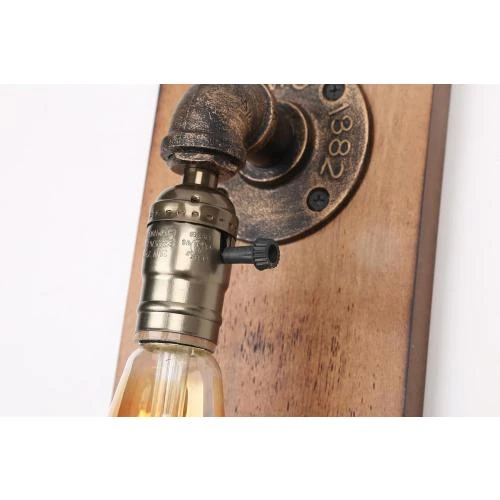 Zoom sur Applique Murale Vintage Industrielle B LED Barcelona, Bois