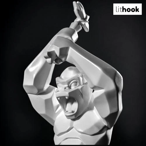Zoom sur Lithook, Figurine Gorille Résine, Sculpture Décorative Moderne