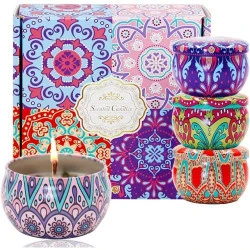 Coffret Bougies Parfumées Funklu, 4 Bougies Soja Aromathérapie