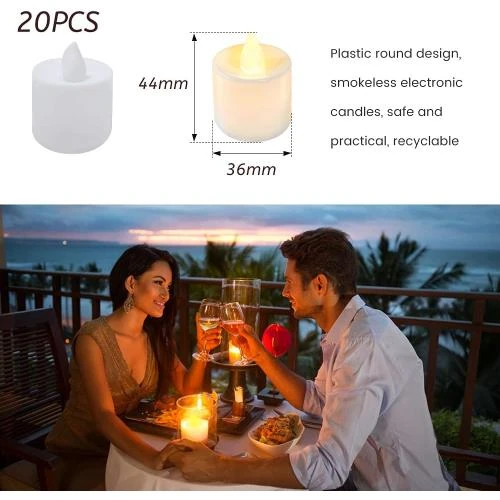 Zoom sur Bougies LED sans flamme, 24 pièces, flamme vacillante