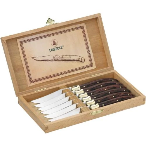 Coffret 6 Couteaux Table, Acier Inoxydable, Bois Palissandre - Vue principale