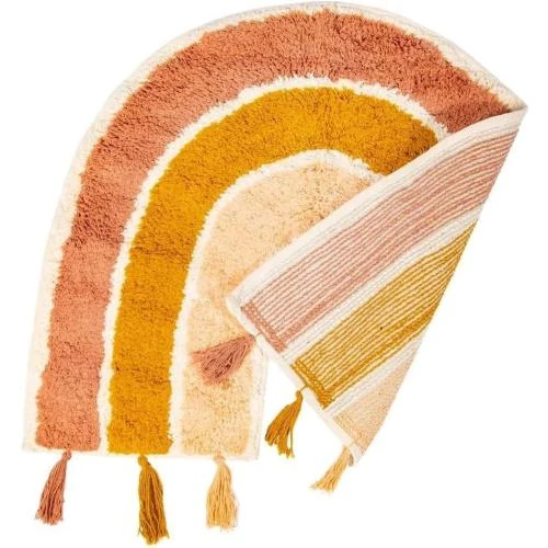 Détail de Tapis Arc-en-Ciel Sass et Belle, Franges Colorées