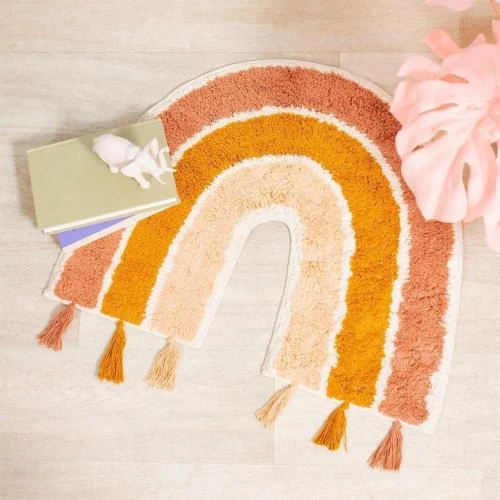 Zoom sur Tapis Arc-en-Ciel Sass et Belle, Franges Colorées