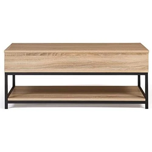 Zoom sur Table Basse IDMarket Plateau Relevable Rectangulaire Detroit, Design Industriel