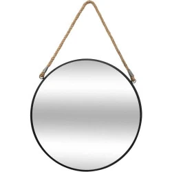 Miroir Suspendu Noir, Corde, Atmosphera, Design Élégant