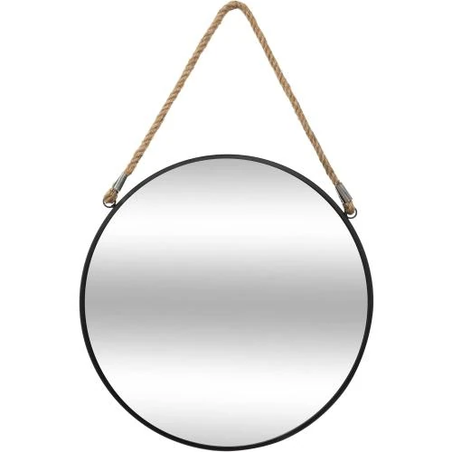 Miroir Suspendu Noir, Corde, Atmosphera, Design Élégant - Vue principale