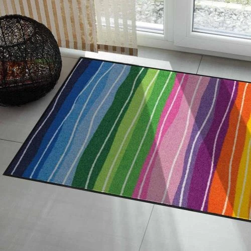Détail de Tapis lavable multicolore Wavy Lines, Salonloewe