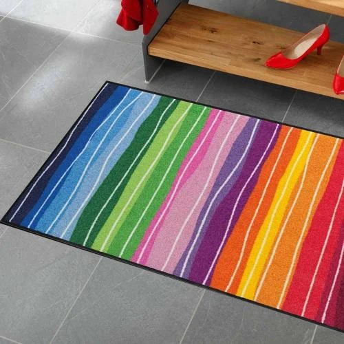 Zoom sur Tapis lavable multicolore Wavy Lines, Salonloewe