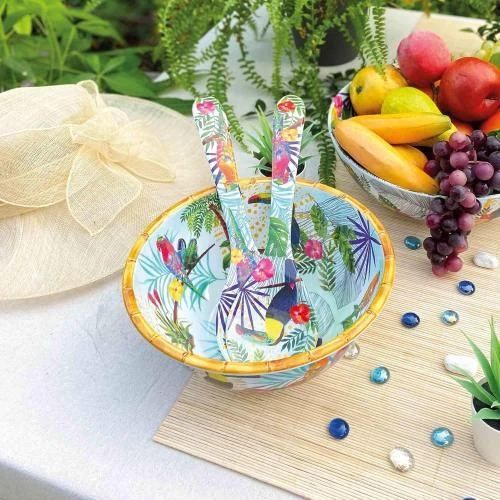 Détail de Couverts à salade Melamine Toucans de Rio, Les Jardins de la Comtesse