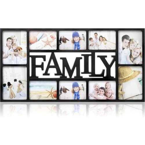 Cadre Photo Famille Multi Ouvertures ARPAN, Noir - Vue principale