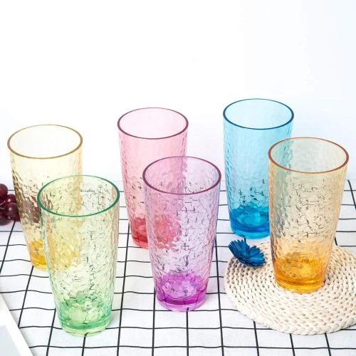 Zoom sur Verres acrylique Yongzhenlite, 6 pièces, style martele, 760 ml