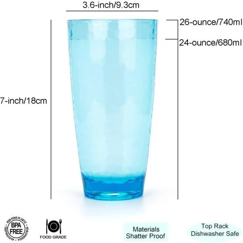 Détail de Verres acrylique Yongzhenlite, 6 pièces, style martele, 760 ml