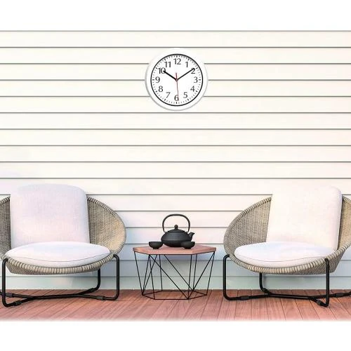 Zoom sur Horloge Murale Radiopilotée Blanc, Salle de Bain, Résistante Eau