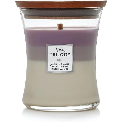 Bougie WoodWick Sablier, Trilogie Ciel Améthyste, Parfum Unique - Vue principale