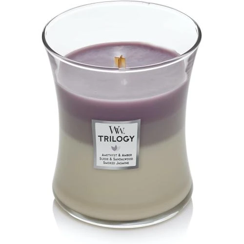 Détail de Bougie WoodWick Sablier, Trilogie Ciel Améthyste, Parfum Unique