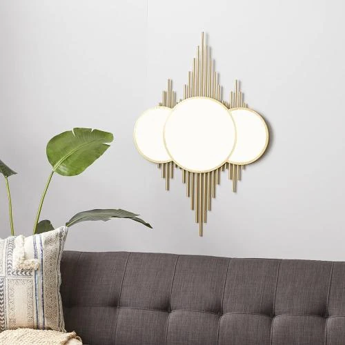 Détail de Miroir mural rond en métal doré, CosmoLiving