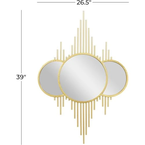 Zoom sur Miroir mural rond en métal doré, CosmoLiving