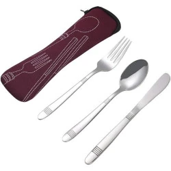 Callyne Couverts Camping Voyage Acier Inoxydable Étui Rouge