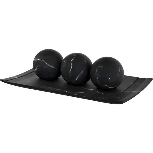 Ensemble plateau, orbe marbre noir, décoration Creative Scents - Vue principale