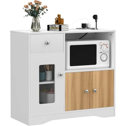 Buffet Chleby, meuble cuisine, rangement, étagère micro-ondes - Vue principale