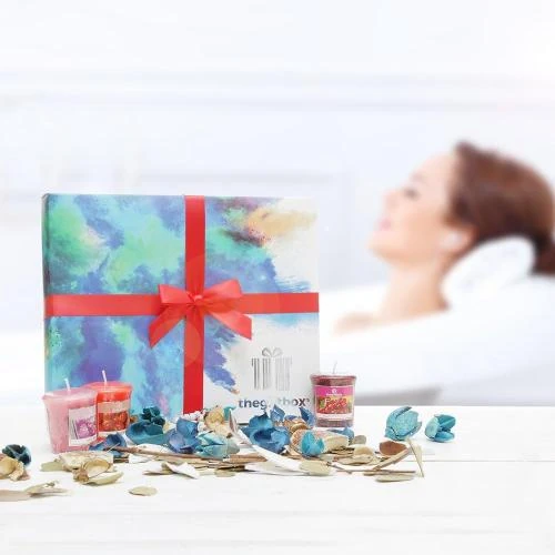 Zoom sur Bougies coffret cadeau luxueux TheGiftbox, parfumées