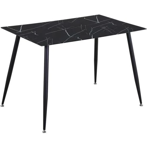 Table Salle à Manger Marbre Verre Rectangulaire Noir - Vue principale
