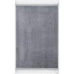 Tapis de prière doux, Sejjade, Seccade, gris, qualité supérieure