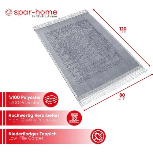 Détail de Tapis de prière doux, Sejjade, Seccade, gris, qualité supérieure