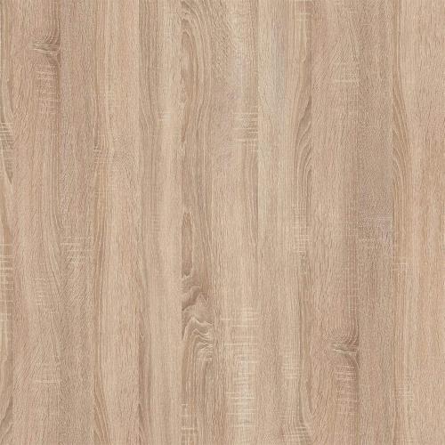 Présentation de Table Basse IDIMEX Carrée, Étagère Rangement Ouvert, Chêne Sonoma en situation