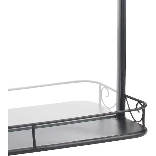 Zoom sur Miroir Mural Noir, Étagère Métal, Chaîne Suspension
