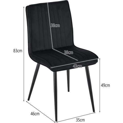 Zoom sur TUKAILAi Chaises rembourrées velours noir, métal, lot 4