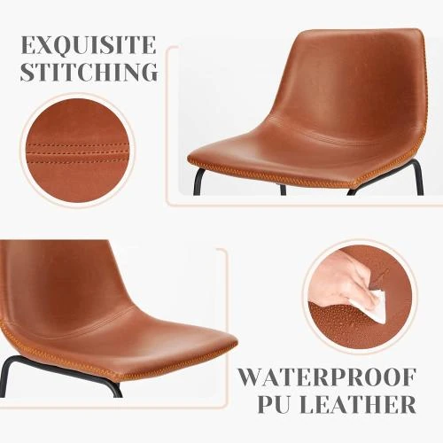 Détail de Tabourets de bar industriels Sweetcrispy, cuir synthétique, marron whisky