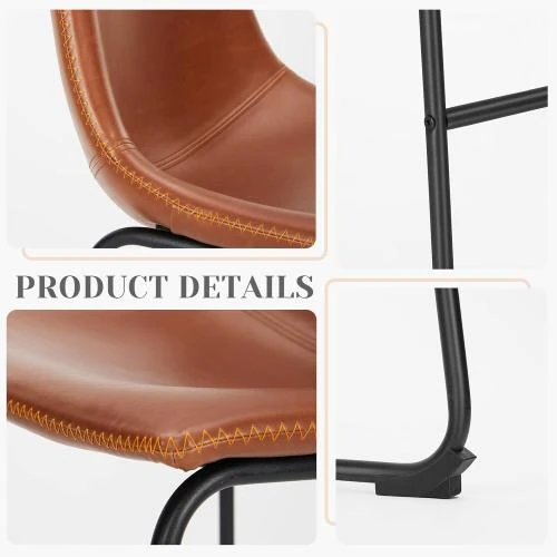 Zoom sur Tabourets de bar industriels Sweetcrispy, cuir synthétique, marron whisky
