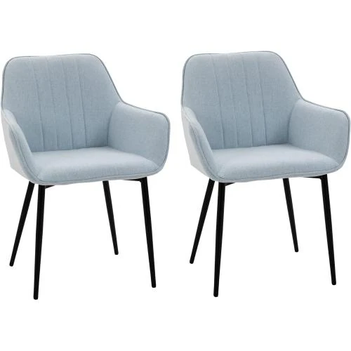 Chaises de salle à manger ergonomiques, métal, bleu, lot de 2 - Vue principale