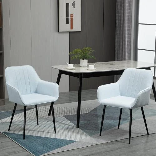 Détail de Chaises de salle à manger ergonomiques, métal, bleu, lot de 2