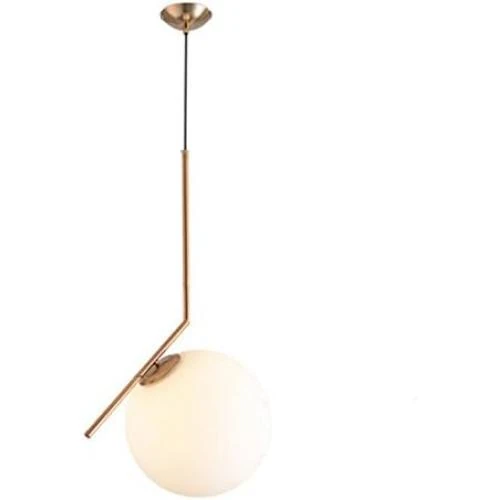 Lampe Suspension Moderne Fer Verre LED, Luminaire Boule Métal Doré - Vue principale