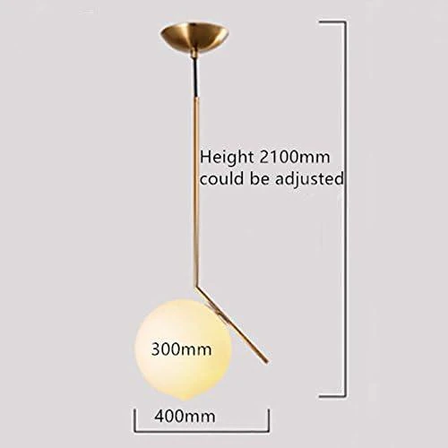 Détail de Lampe Suspension Moderne Fer Verre LED, Luminaire Boule Métal Doré